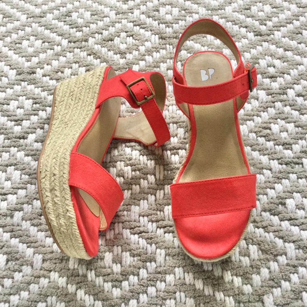 Tropical Orange Espadrille Wedge Sandals